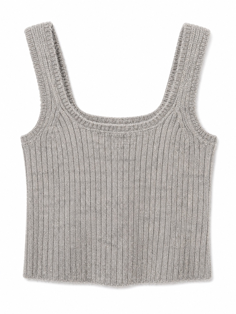 Mango Ribbed Knit Tank Top - Light Gray